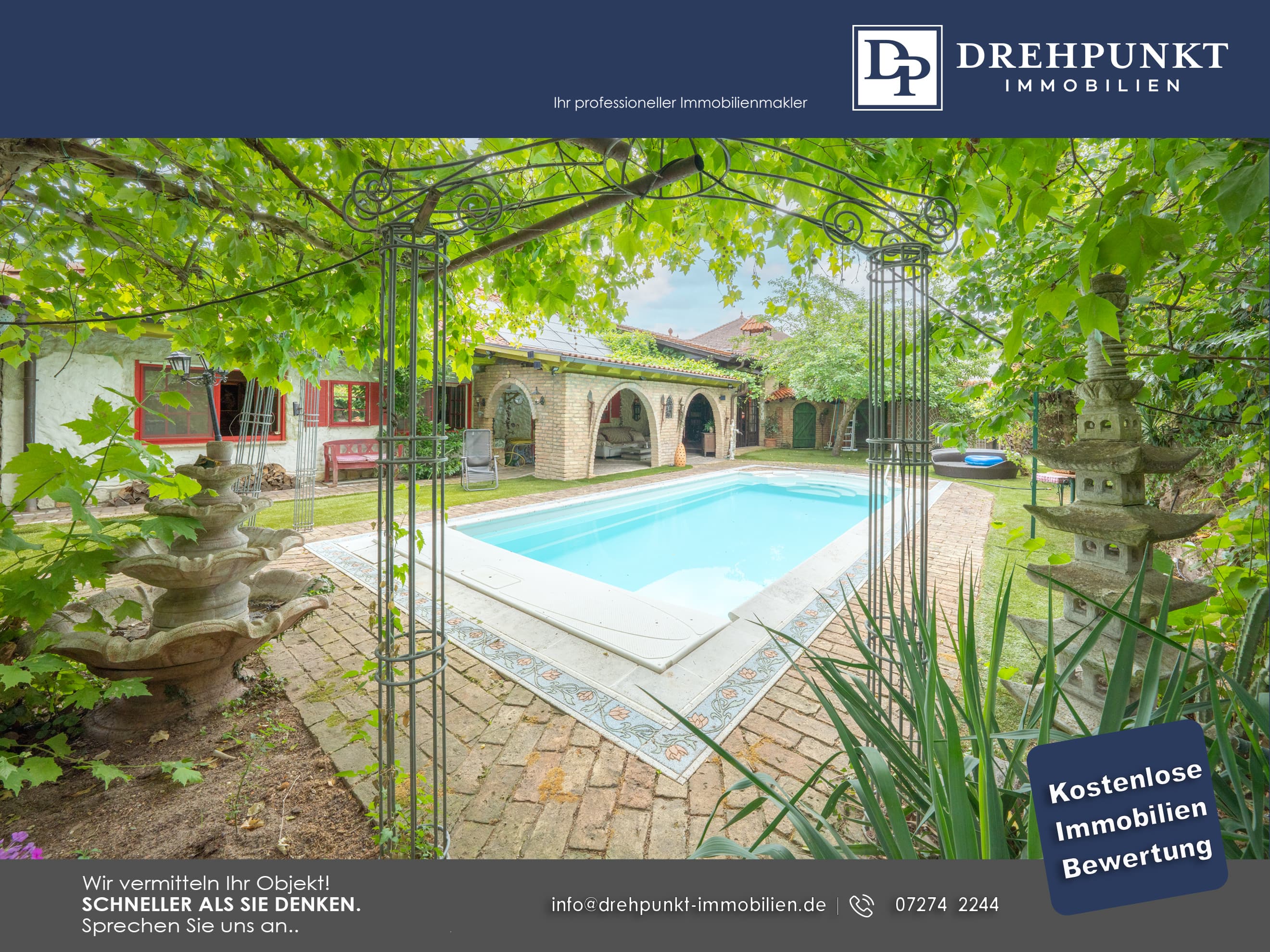 Repräsentatives Anwesen mit mediterranem Luxus – Pool, Veranda, Parkgarten & Flussblick - Thumbnail 9