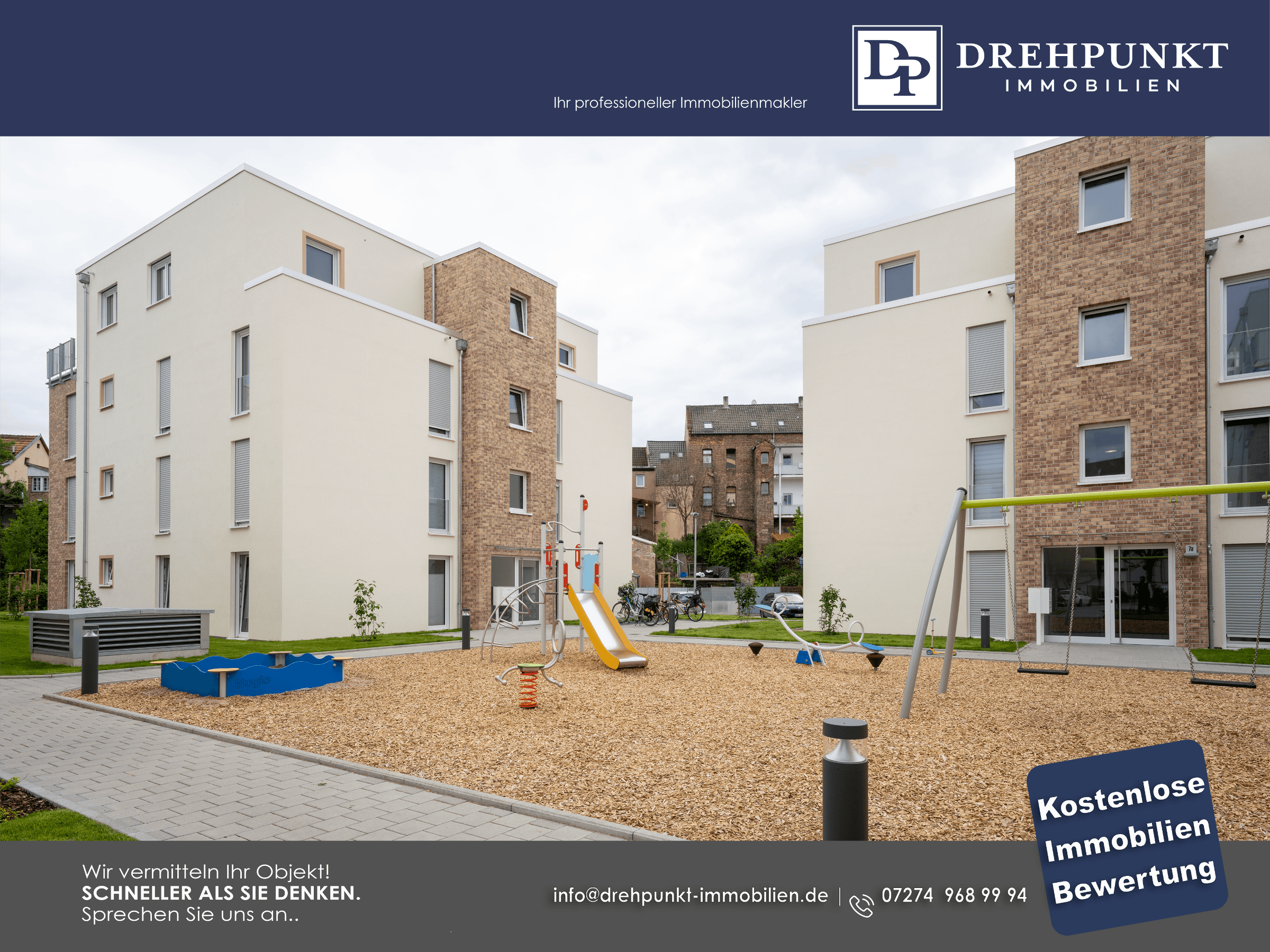 Neuwertige 2-Zimmer-Wohnung mit Balkon, Stellplatz und Einbauküche in zentraler Lage